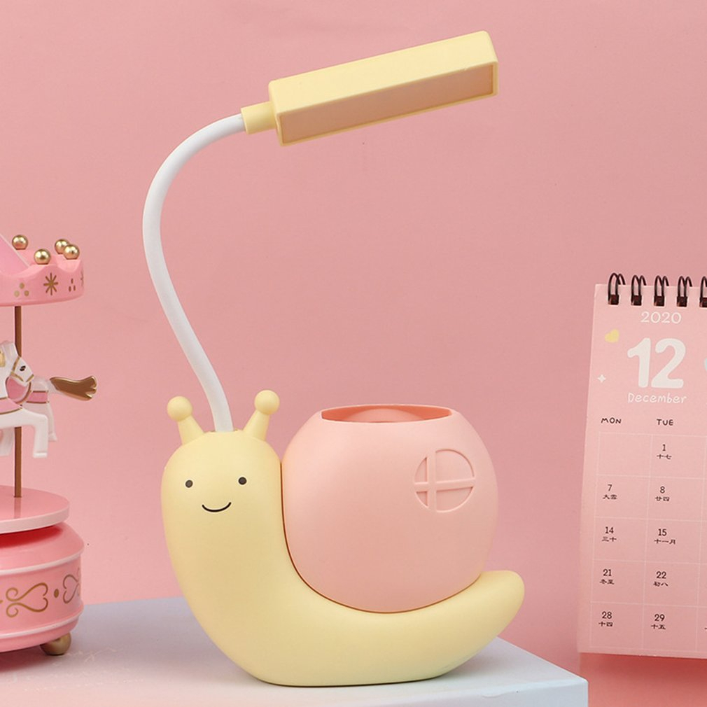 Snail LED Desk Lamp with Pen Holder USB Rechargeable Kids Study Night Light Eye Care Table Lamp-000493